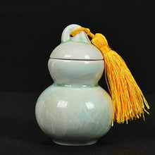 Colorful Crystalline Glaze Cucurbit Powder Tea Caddy Airtight Mini Tea, Matcha, Pills or Cosmetic Canister Made of Bone China