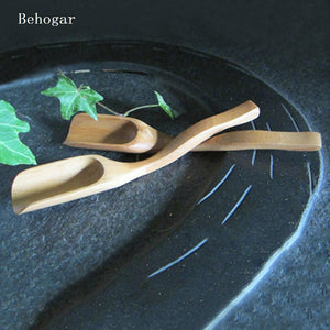 Behogar 2Pcs Matcha Green Tea Powder Spoon Japanese Style Ceremony Chashak Hooked Bamboo Scoop Kitchen Gadget Tool Accessories